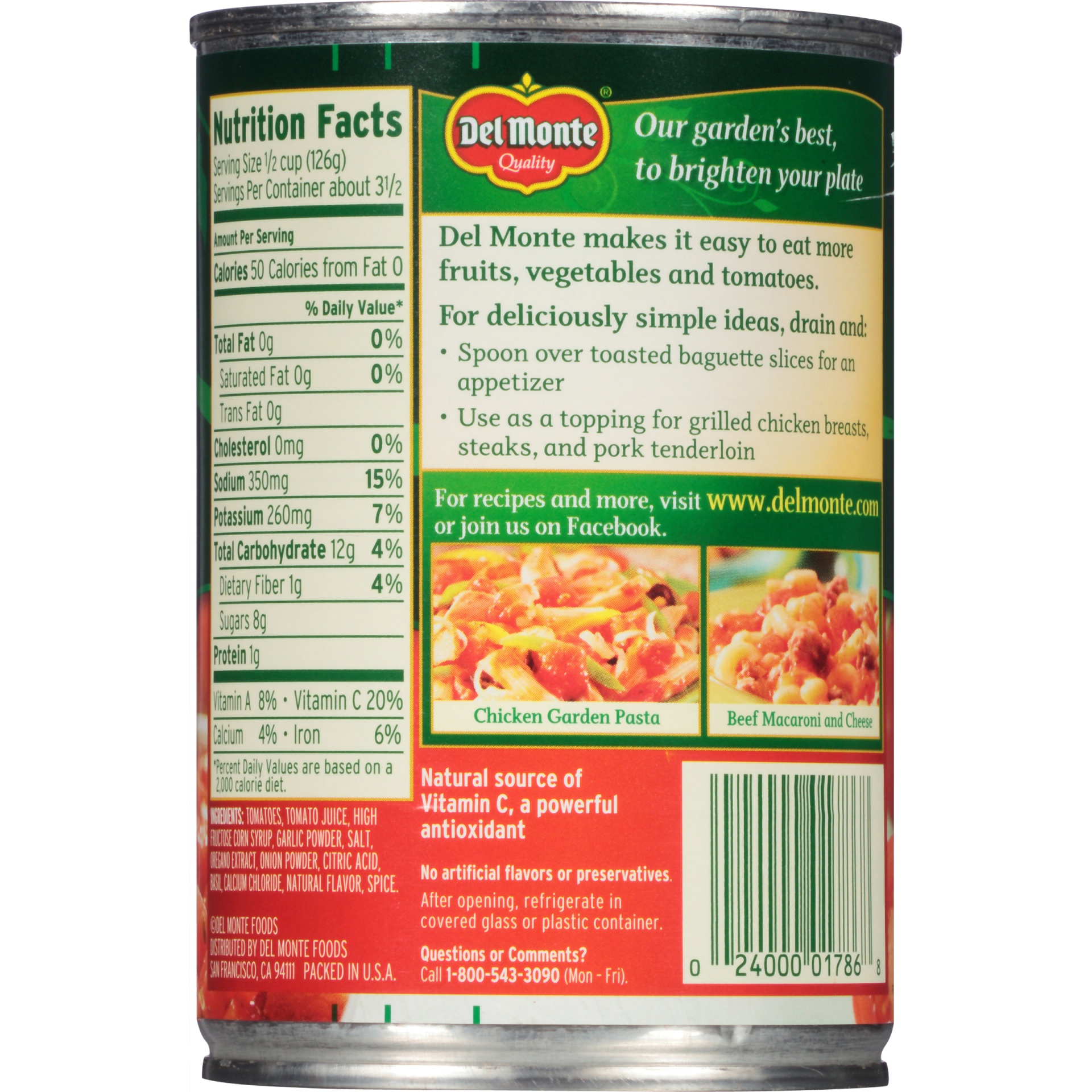 slide 4 of 6, Del Monte Diced Tomatoes With Basil, Garlic & Oregano, 14.5 oz