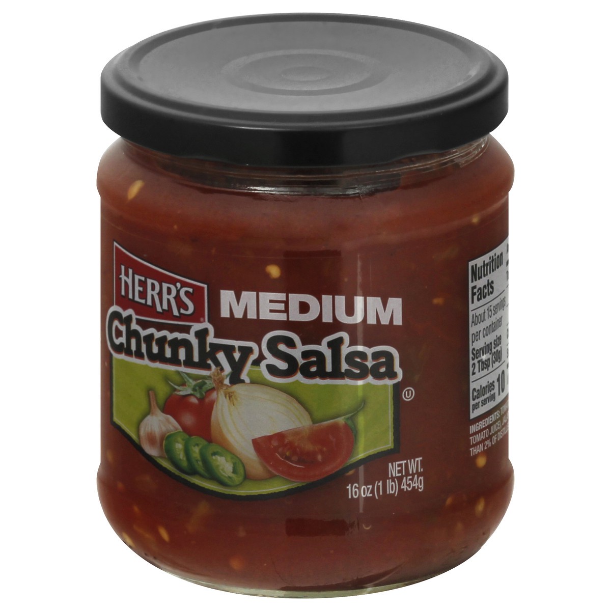 slide 5 of 9, Herr's Medium Chunky Salsa 16 oz, 16 oz