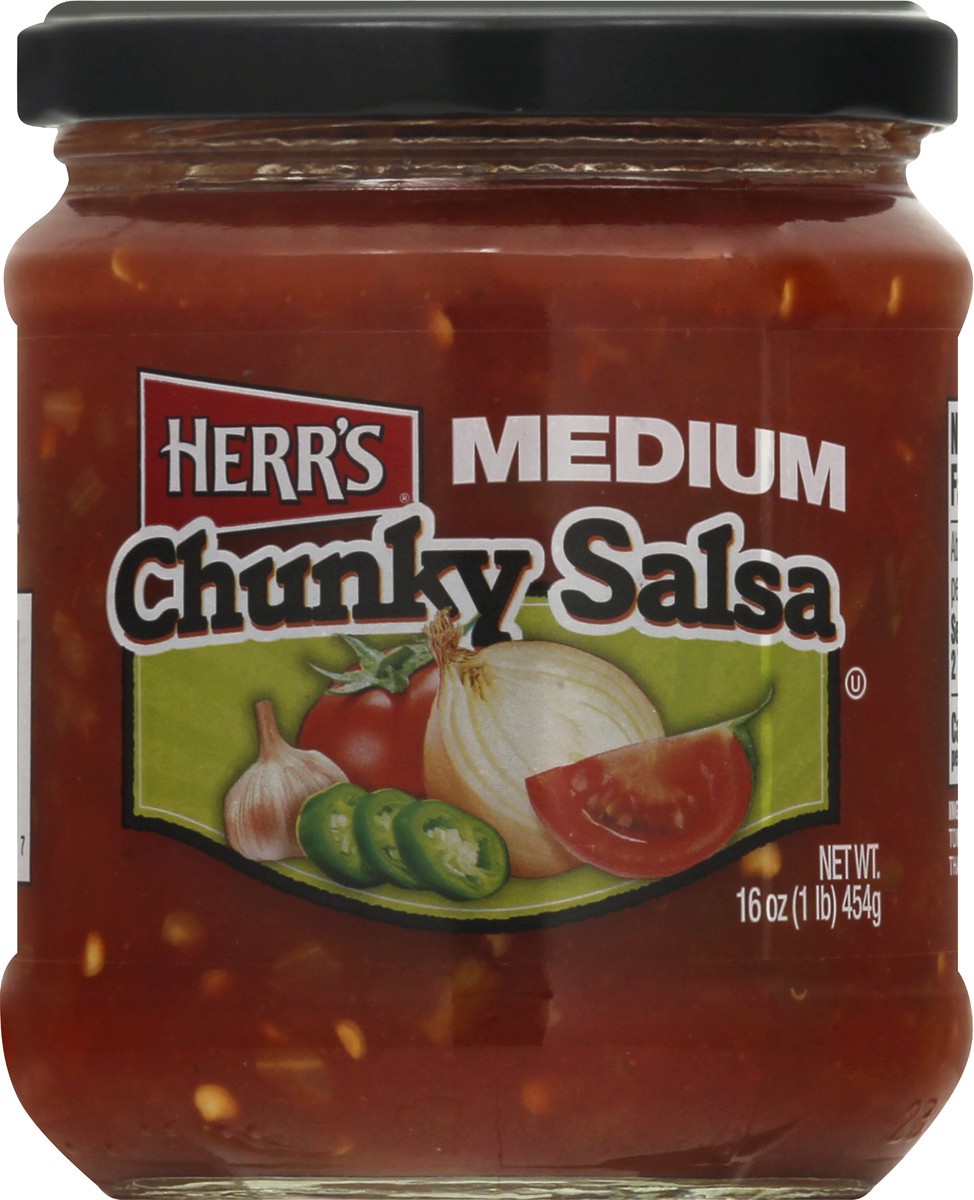 slide 4 of 9, Herr's Medium Chunky Salsa 16 oz, 16 oz