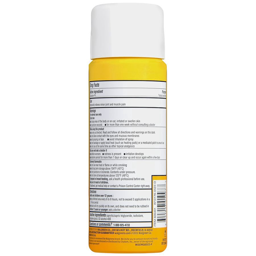 slide 5 of 5, Walgreens Pain Relieving Dry Spray + Lidocaine, 4 oz