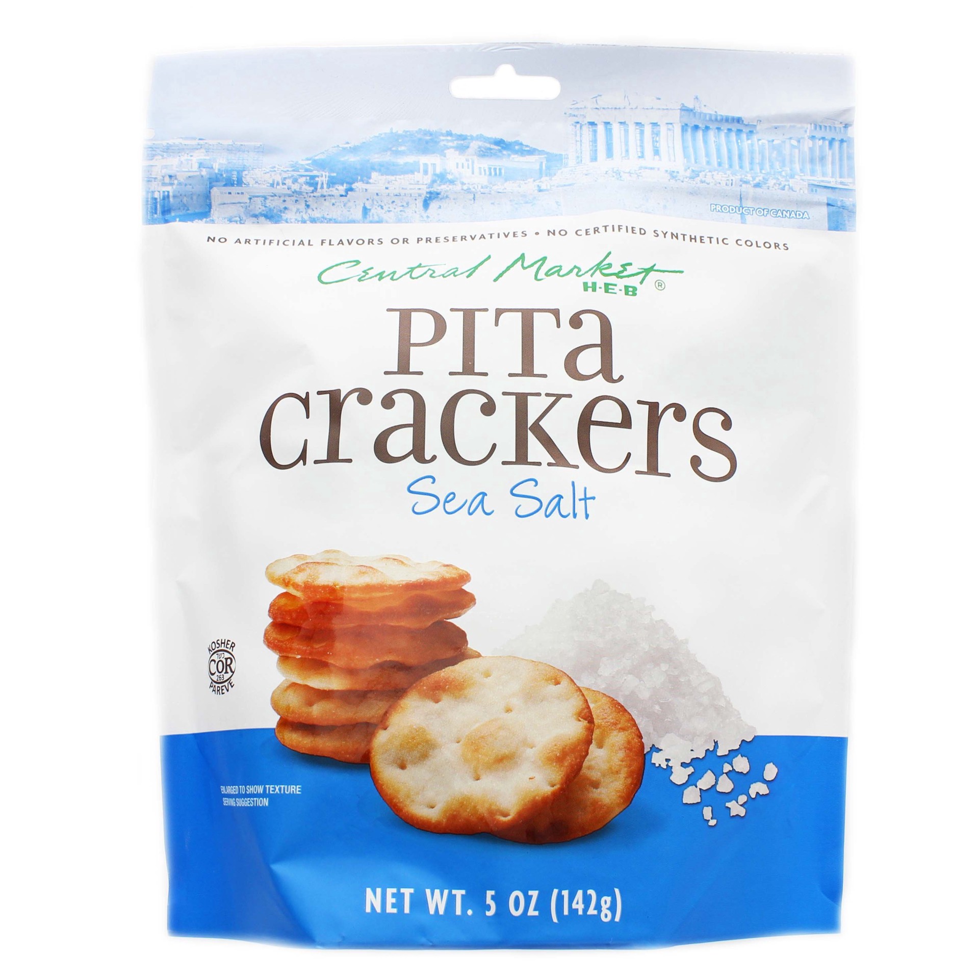slide 1 of 1, H-E-B Sea Salt Pita Crackers, 5 oz