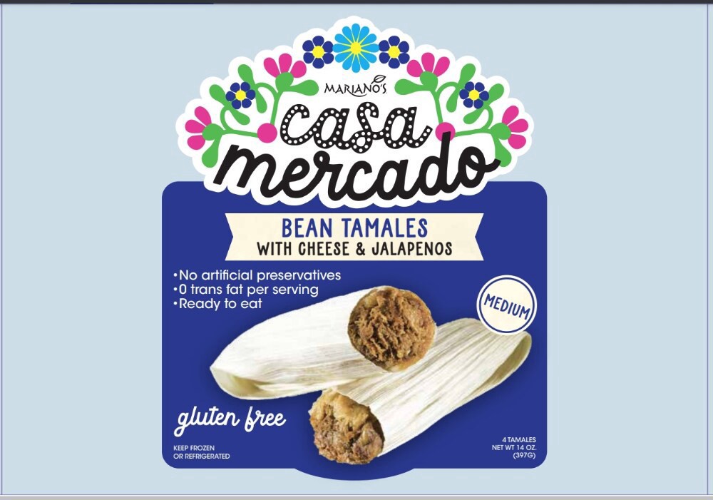 slide 1 of 1, Mariano's Casa Mercado Beans Cheese & Jalapeno Tamales, 4 ct; 14 oz