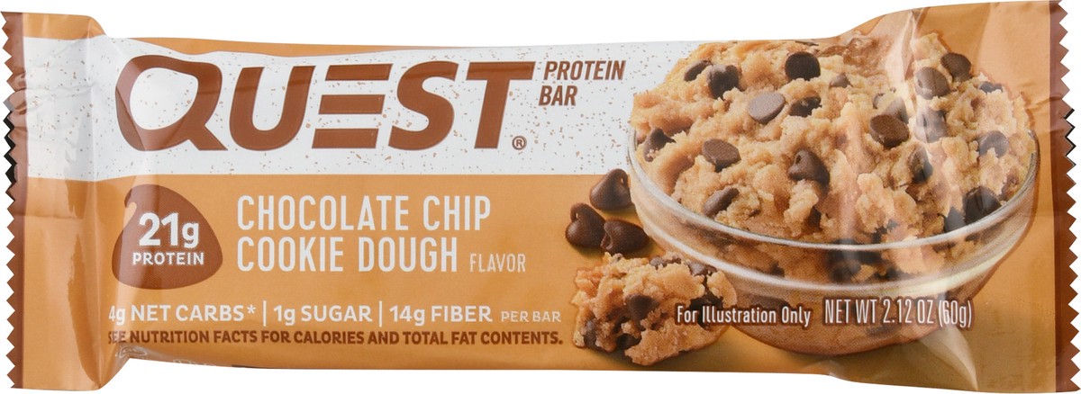 slide 10 of 11, Quest Chocolate Chip Cookie Dough Flavor Protein Bar 2.12 oz Bag, 2.12 oz
