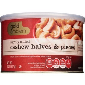 slide 1 of 1, CVS Gold Emblem Cashew Halves And Pieces Lightly Salted, 8 oz; 227 gram