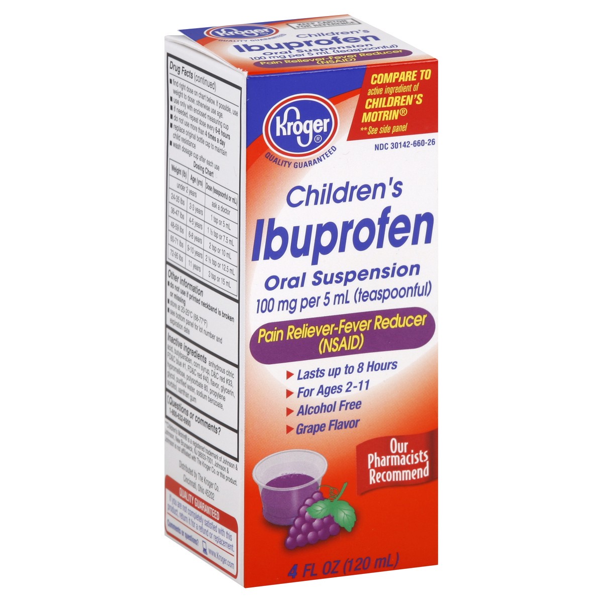 slide 2 of 5, Kroger Childrens' Berry Flavor Ibuprofen Oral Suspension, 4 fl oz