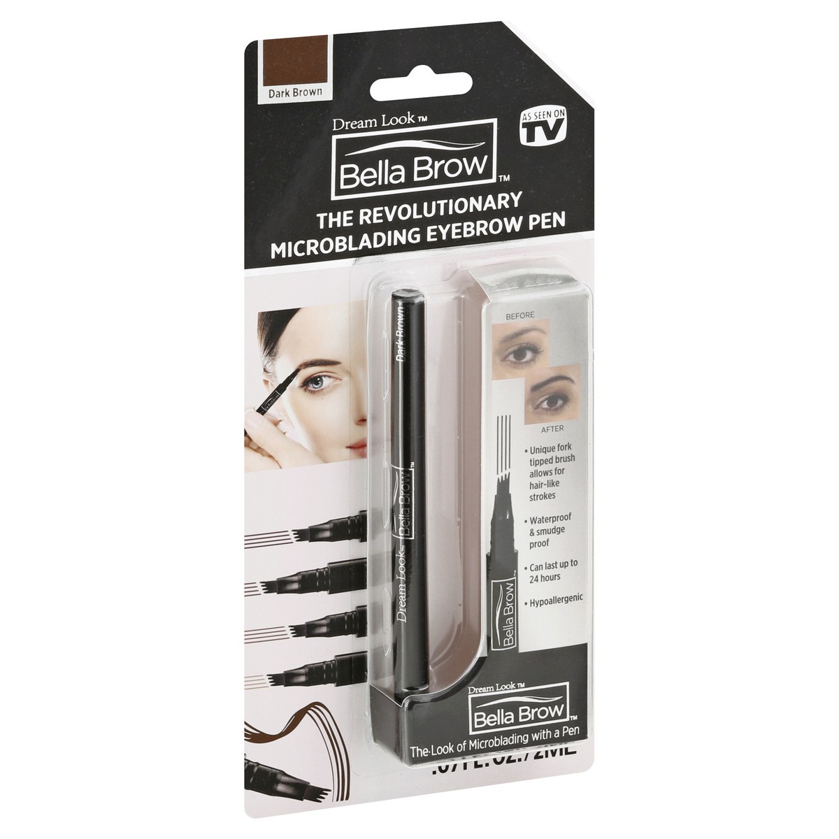 slide 3 of 9, Bella Brow Dark Brown Eyebrow Pen 0.07 oz, 1 ct