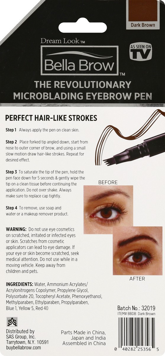 slide 5 of 9, Bella Brow Dark Brown Eyebrow Pen 0.07 oz, 1 ct