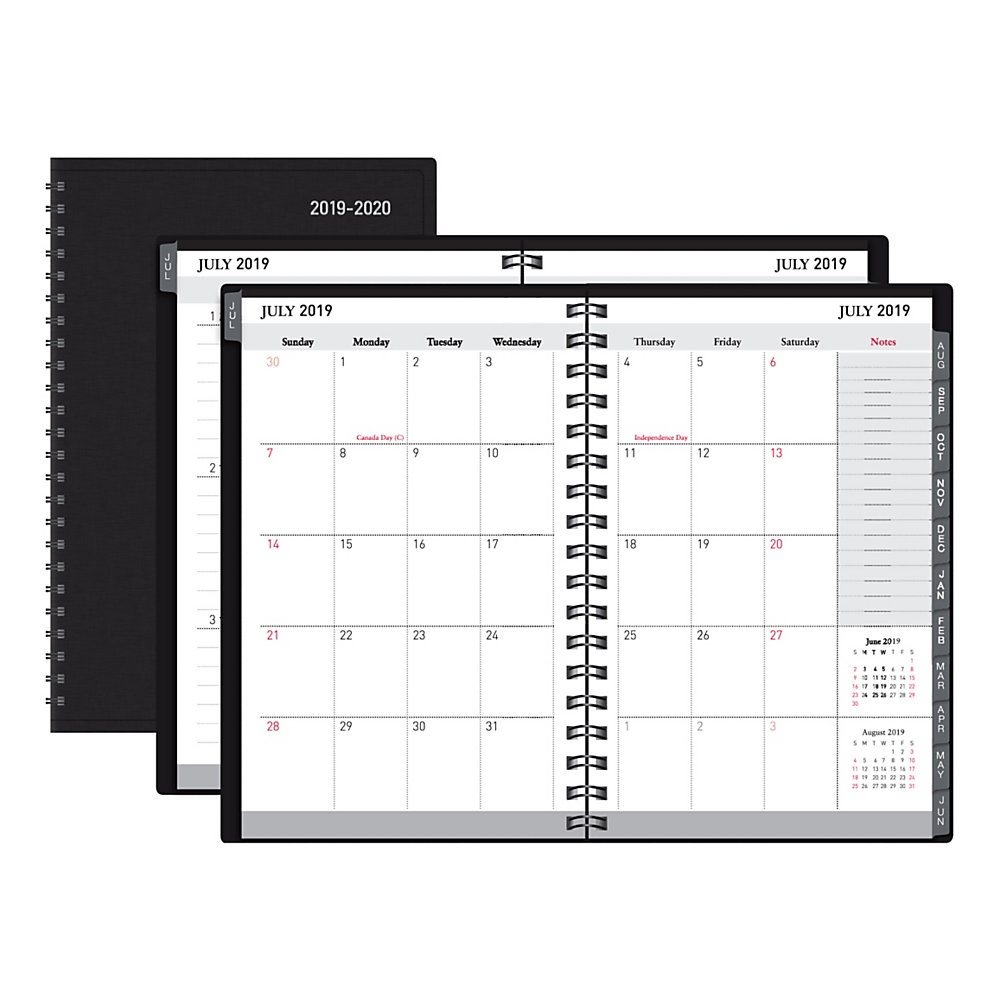 slide 1 of 1, Office Depot Brand 14-Month Weekly/Monthly Academic Planner, 5'' X 8'', 30% Recycled, Black, July 2019 To August 2020, 1 ct