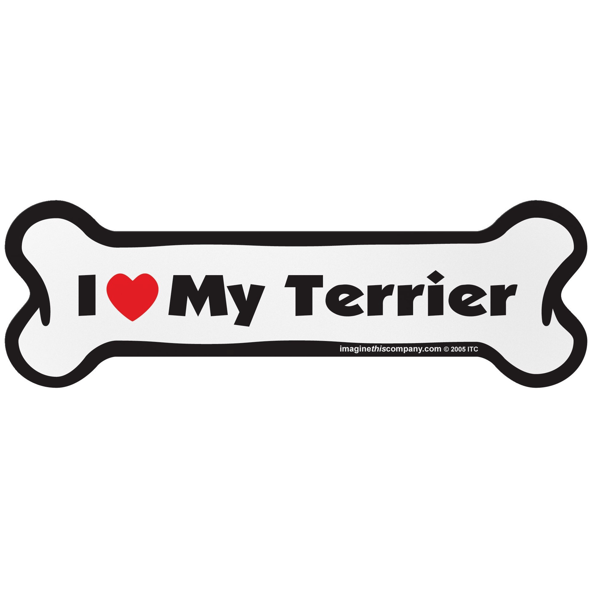 slide 1 of 1, Imagine This "I Love My Terrier" Bone Car Magnet, SM
