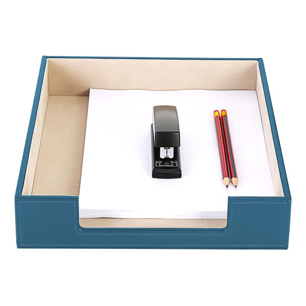 slide 2 of 4, Realspace® Azura Vegan Leather Paper Tray, 2-3/8""H x 14""W x 10-7/8""D, Blue, 1 ct