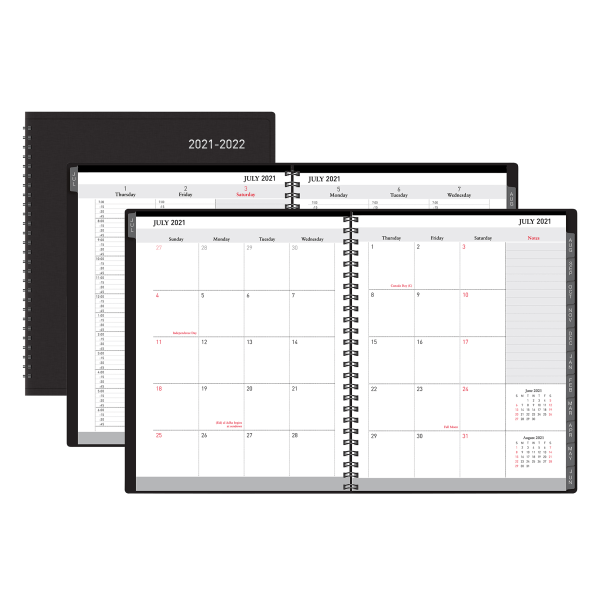 slide 1 of 4, Office Depot Brand Weekly/Monthly Academic Planner, Vertical Format, 6-5/8'' X 8-3/4'', 30% Recycled, Black, July 2021 To August 2022, Odus2033-015, 1 ct