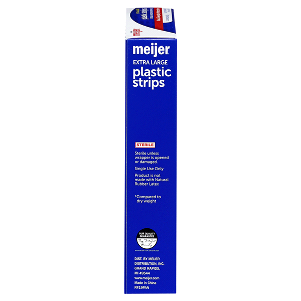 slide 6 of 9, Meijer Plastic Strips Adhesive Bandages 2"x4", Extra Large, 10 ct