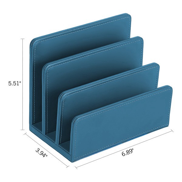 slide 3 of 5, Realspace® Azura Vegan Leather Letter Sorter, 5-1/2""H x 6-7/8""W x 4""D, Blue, 1 ct