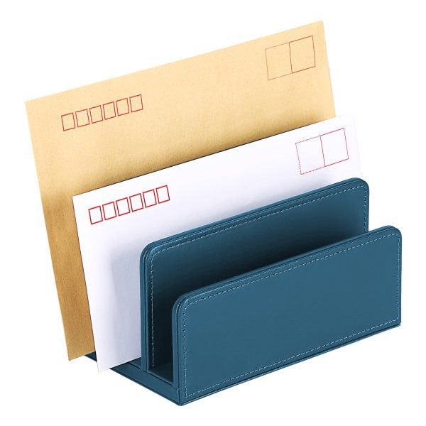 slide 5 of 5, Realspace® Azura Vegan Leather Letter Sorter, 5-1/2""H x 6-7/8""W x 4""D, Blue, 1 ct