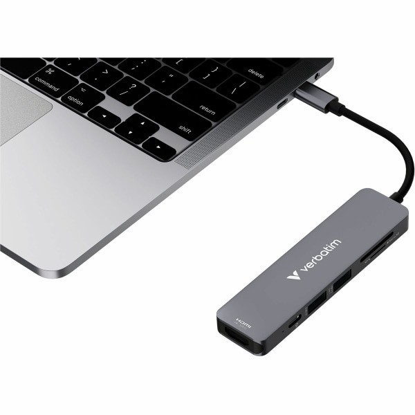 slide 6 of 8, Verbatim 6-Port USB-C Essentials Multiport Hub, Gray, 1 ct