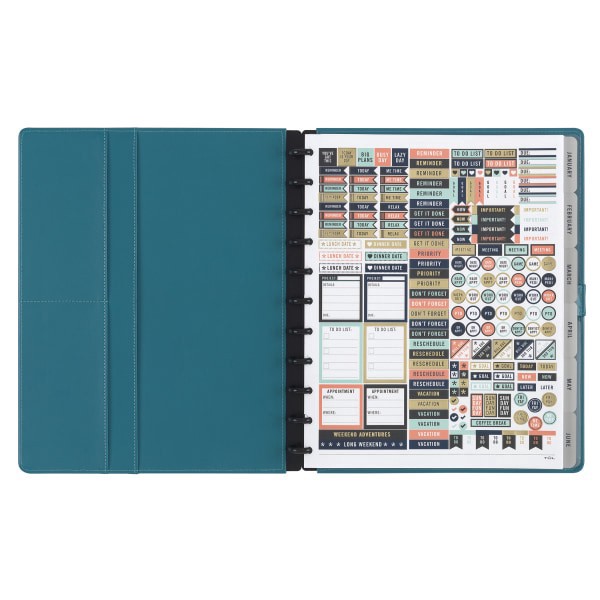 slide 3 of 4, TUL® Discbound Monthly Planner Starter Set, Undated, Letter Size, Leather Cover, Teal, 1 ct