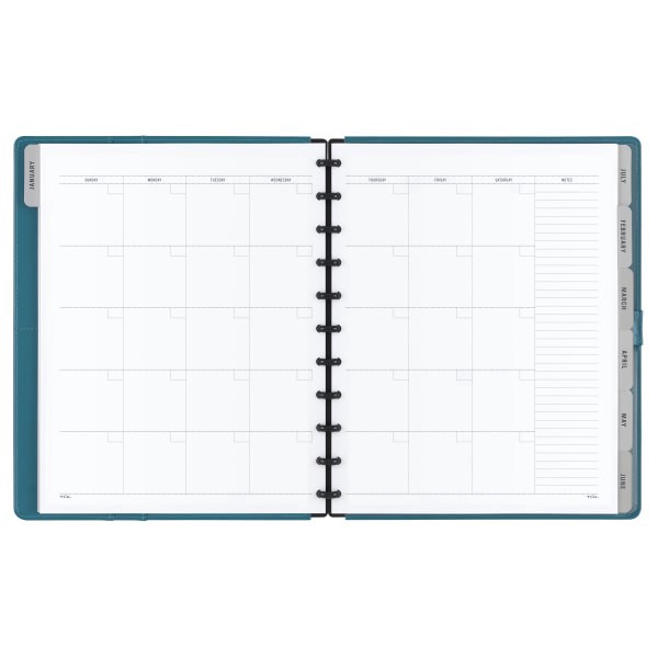 slide 4 of 4, TUL® Discbound Monthly Planner Starter Set, Undated, Letter Size, Leather Cover, Teal, 1 ct