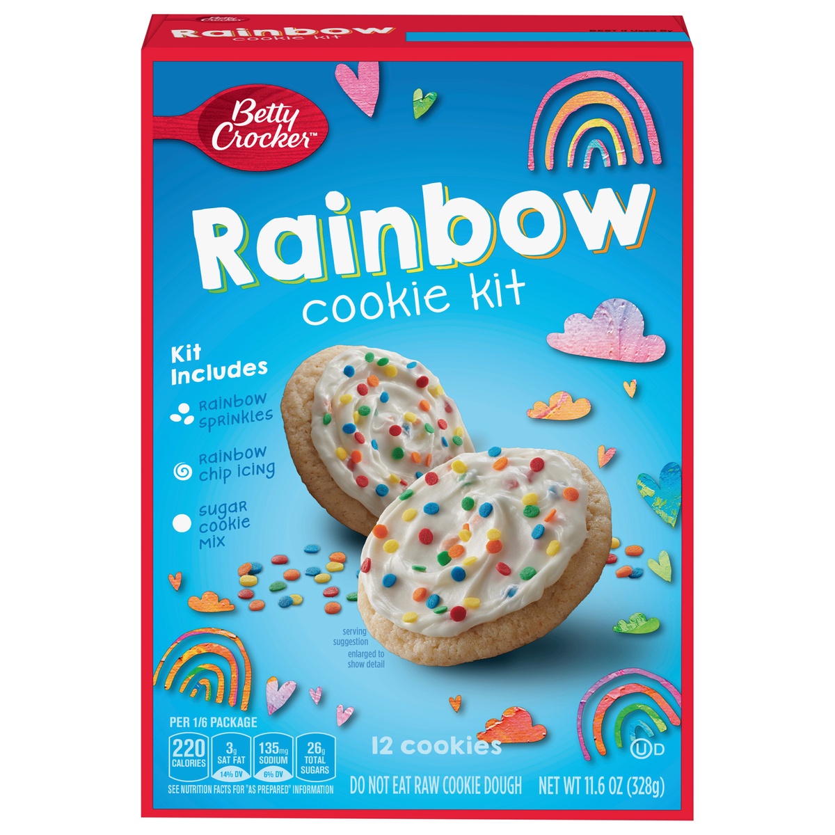 slide 1 of 1, Betty Crocker Ready to Bake Rainbow Cookie Kit, 11.6 oz, 12 ct, 12 ct