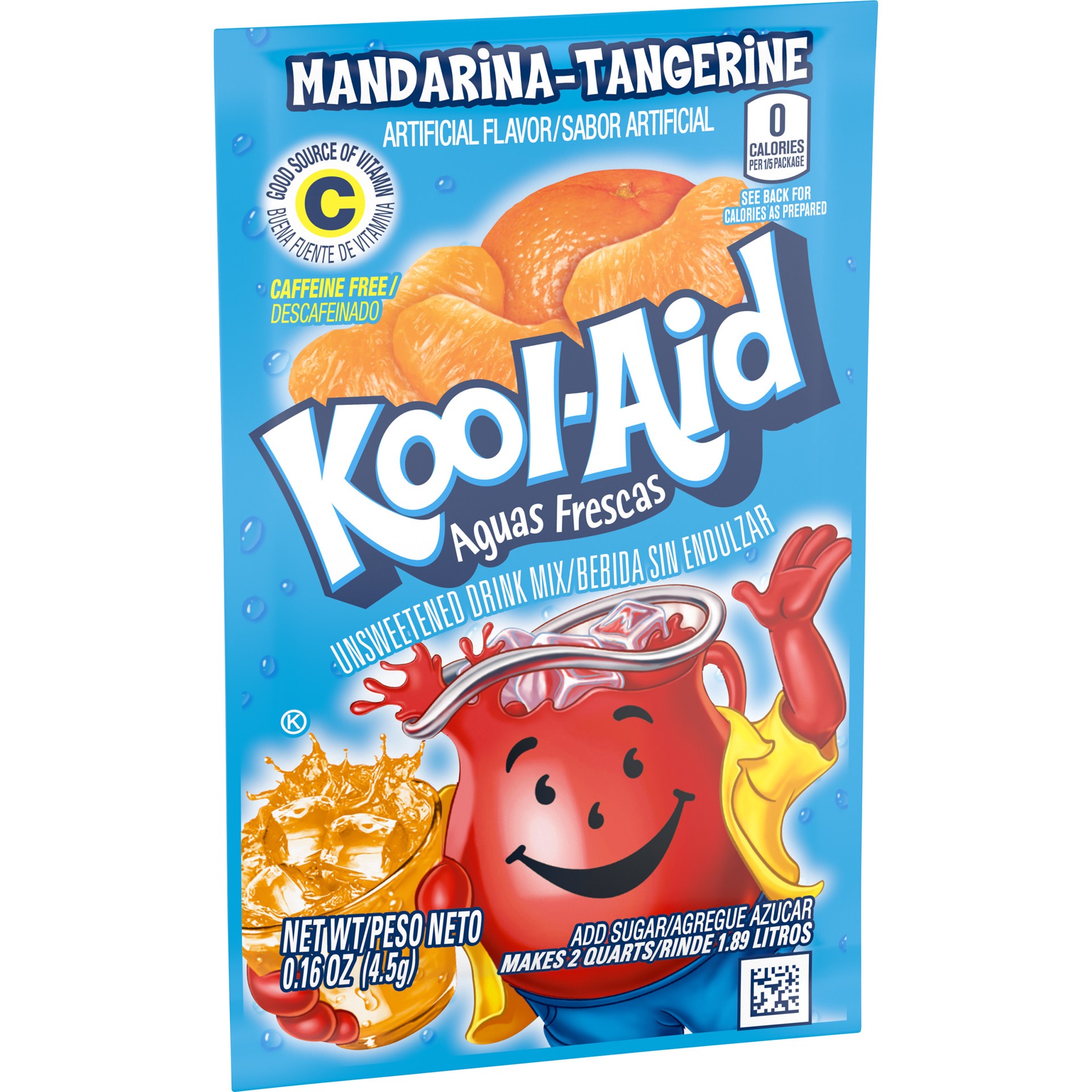 slide 5 of 5, Kool-Aid Aguas Frescas Unsweetened Mandarina-Tangerine Artificially Flavored Powdered Soft Drink Mix, 0.16 oz Packet, 0.16 oz