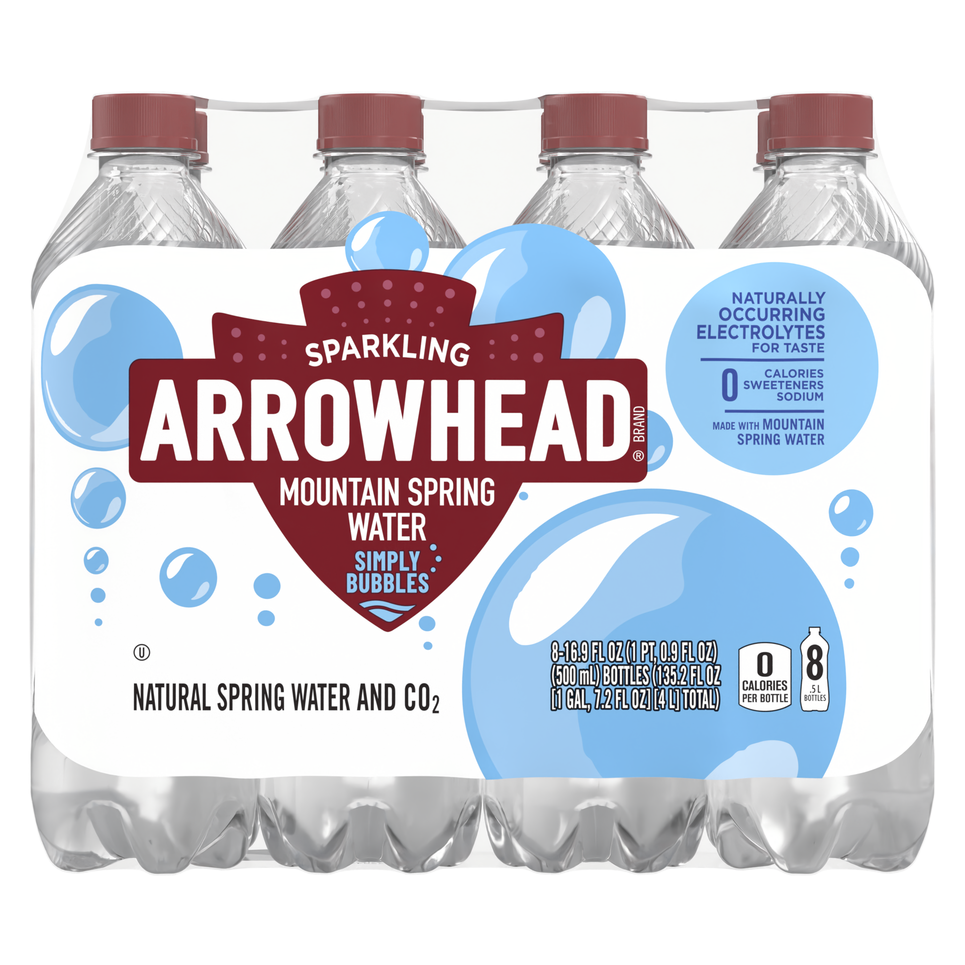 slide 3 of 5, Arrowhead Sparkling Water, Simply Bubbles- 16.9 fl oz, 16.9 fl oz