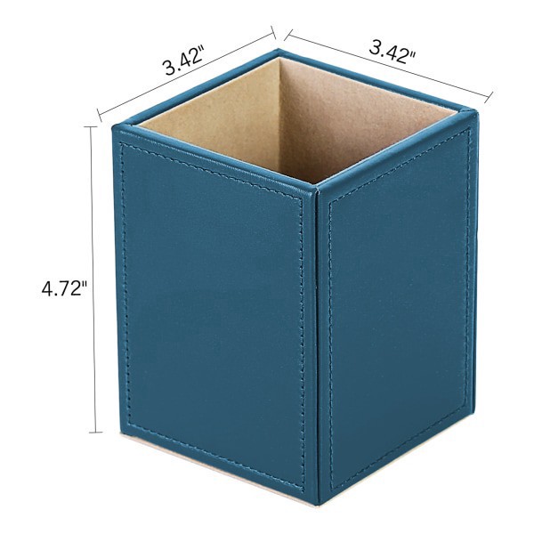 slide 2 of 4, Realspace® Azura Vegan Leather Pen Cup, 4-3/4""H x 3-3/8""W x 3-3/8""D, Blue, 1 ct