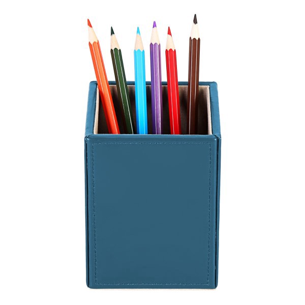 slide 4 of 4, Realspace® Azura Vegan Leather Pen Cup, 4-3/4""H x 3-3/8""W x 3-3/8""D, Blue, 1 ct