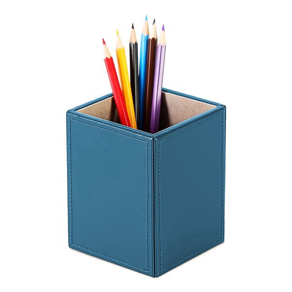 slide 3 of 4, Realspace® Azura Vegan Leather Pen Cup, 4-3/4""H x 3-3/8""W x 3-3/8""D, Blue, 1 ct