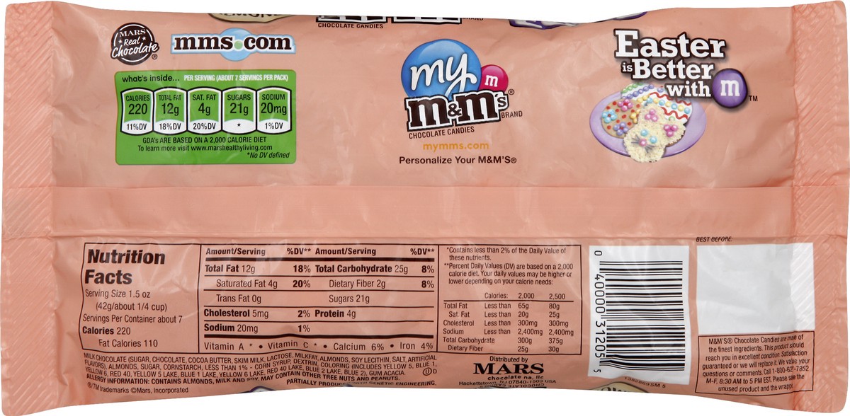 slide 6 of 6, M&M's Easter Almond Chocolate Candy Speckled Eggs 9.9-Ounce Bag, 9 oz
