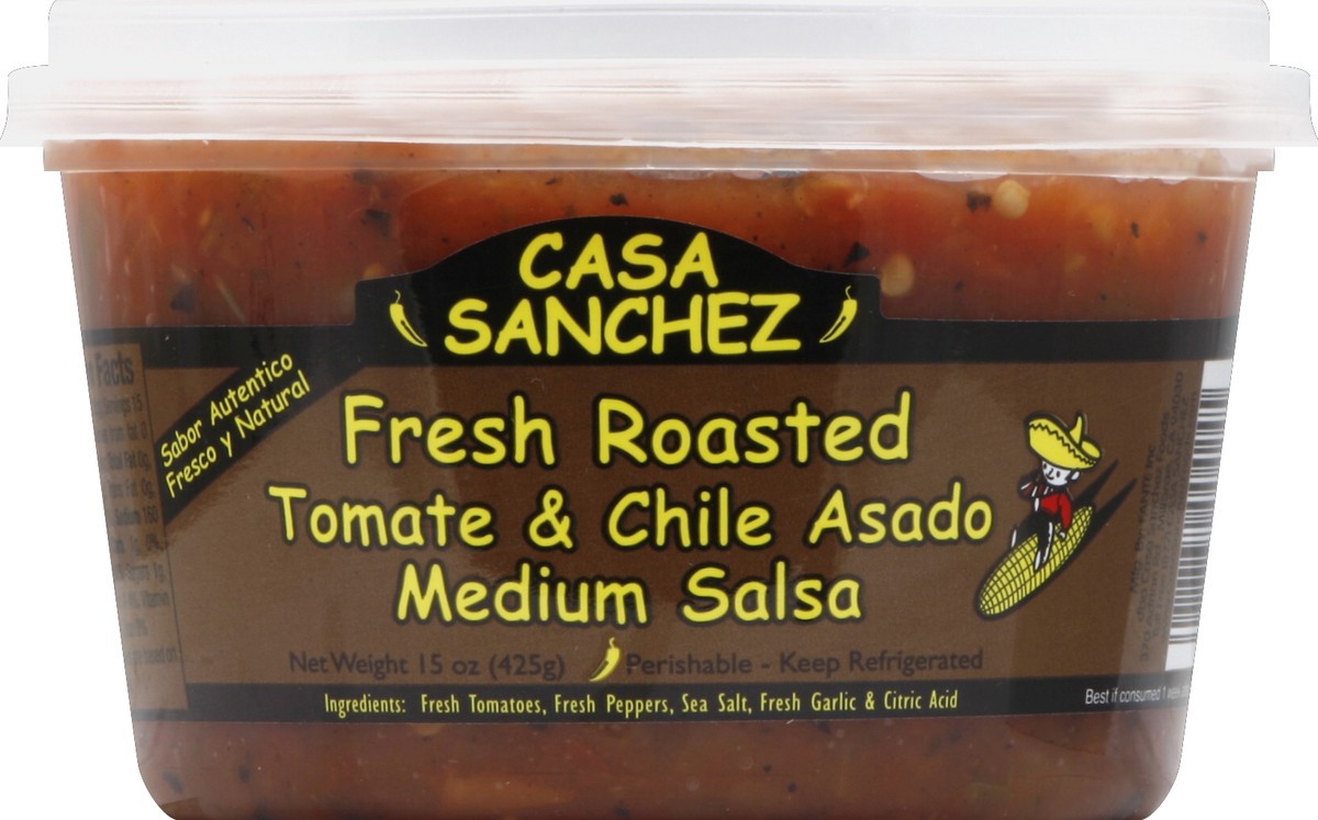 slide 3 of 4, Casa Sanchez Fresh Roasted Tomate & Chile Asado Medium Salsa, 15 oz