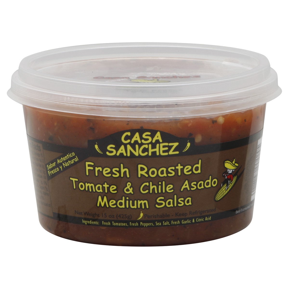 slide 4 of 4, Casa Sanchez Fresh Roasted Tomate & Chile Asado Medium Salsa, 15 oz