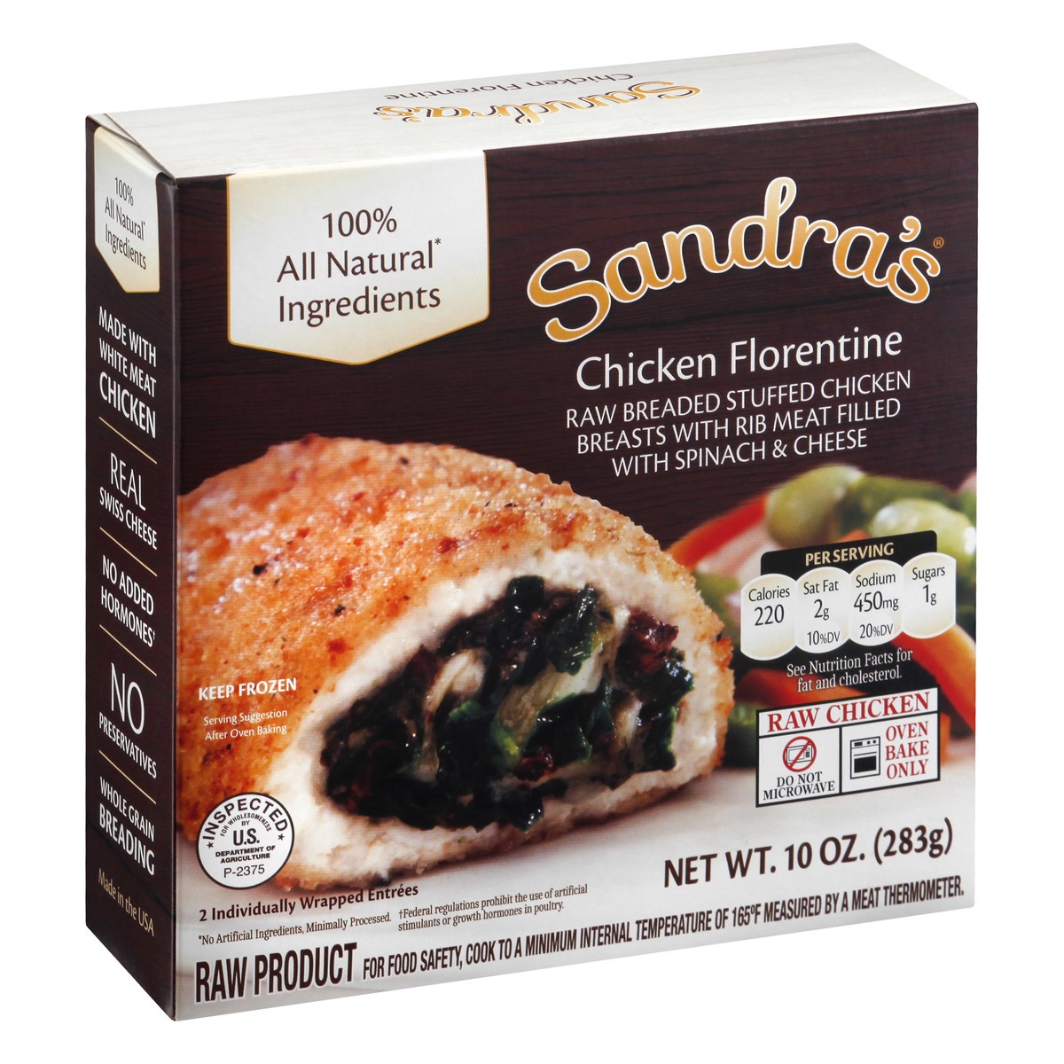 slide 2 of 9, Sandra's Stuffed Chicken Breasts, Florentine, 10 oz, 10 oz