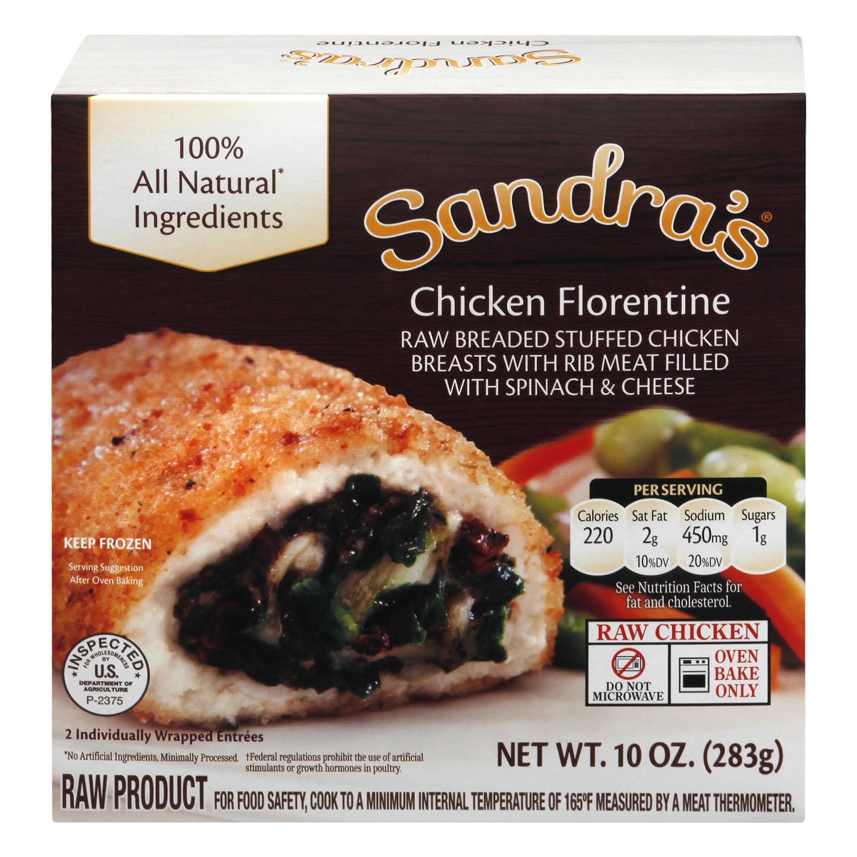 slide 1 of 9, Sandra's Stuffed Chicken Breasts, Florentine, 10 oz, 10 oz