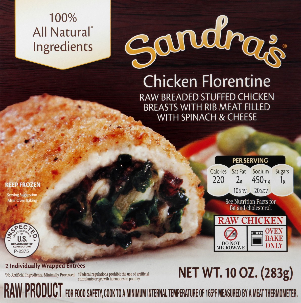 slide 6 of 9, Sandra's Stuffed Chicken Breasts, Florentine, 10 oz, 10 oz