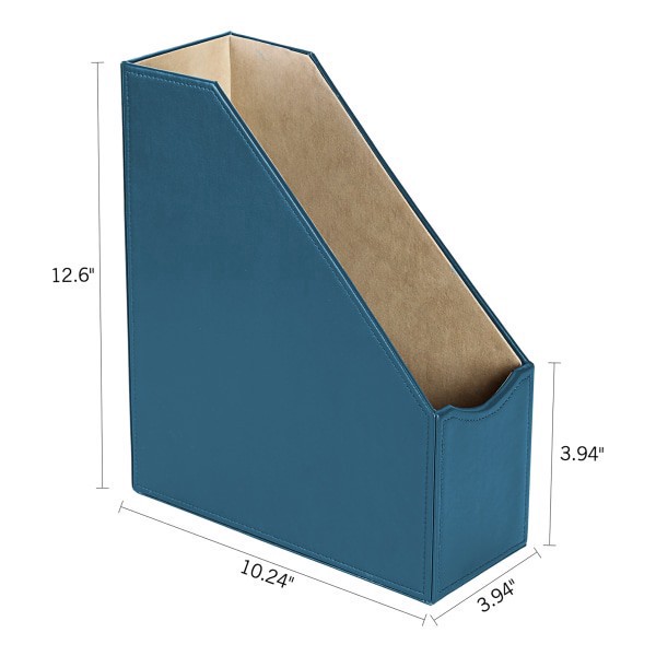 slide 4 of 4, Realspace® Azura Vegan Leather Magazine File Holder, 12-5/8""H x 4""W x 10-1/4""D, Blue, 1 ct