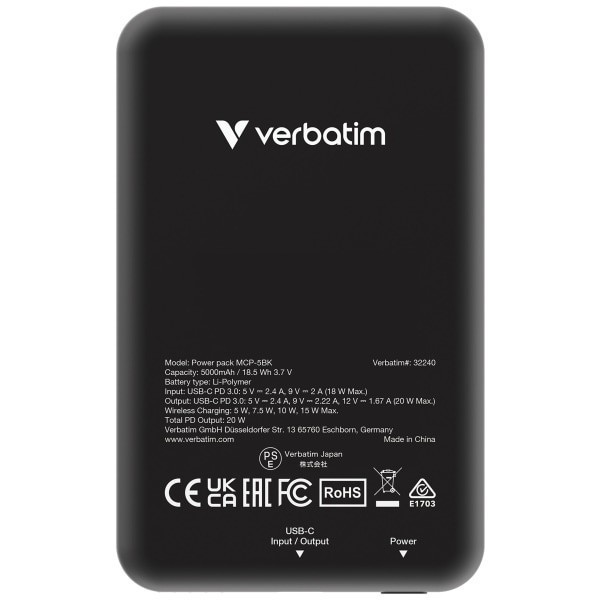 slide 6 of 10, Verbatim Charge 'n' Go Magnetic Wireless Power Bank, Black, 32240, 1 ct