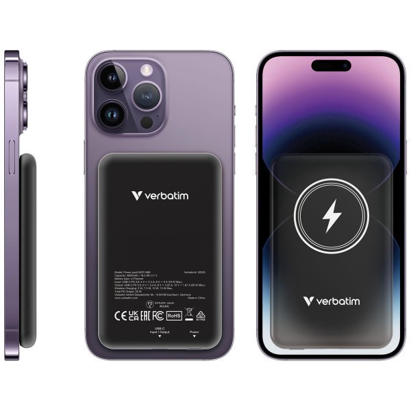 slide 5 of 10, Verbatim Charge 'n' Go Magnetic Wireless Power Bank, Black, 32240, 1 ct