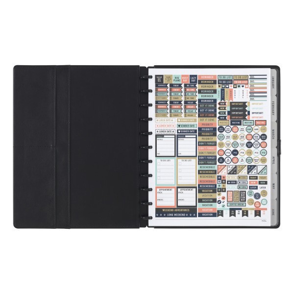 slide 2 of 4, TUL® Discbound Monthly Planner Starter Set, Undated, Letter Size, Leather Cover, Black, 1 ct