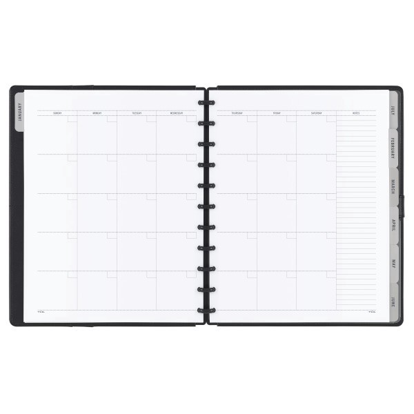 slide 3 of 4, TUL® Discbound Monthly Planner Starter Set, Undated, Letter Size, Leather Cover, Black, 1 ct