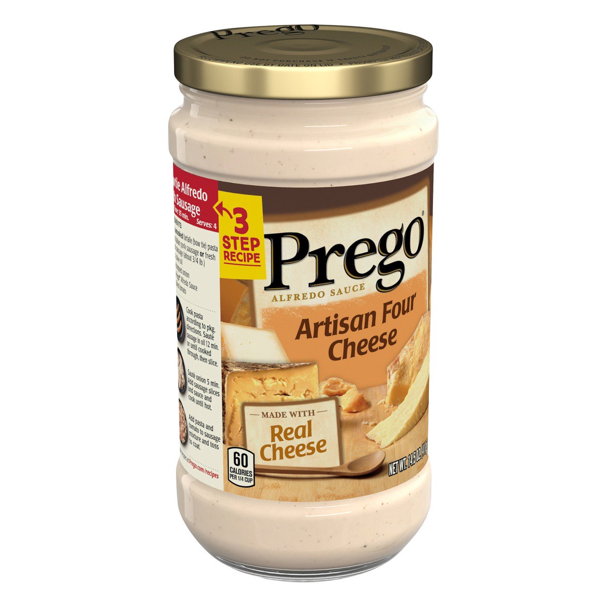 slide 10 of 10, Prego Artisan Four Cheese Alfredo Pasta Sauce, 14.5 oz Jar, 14.5 oz