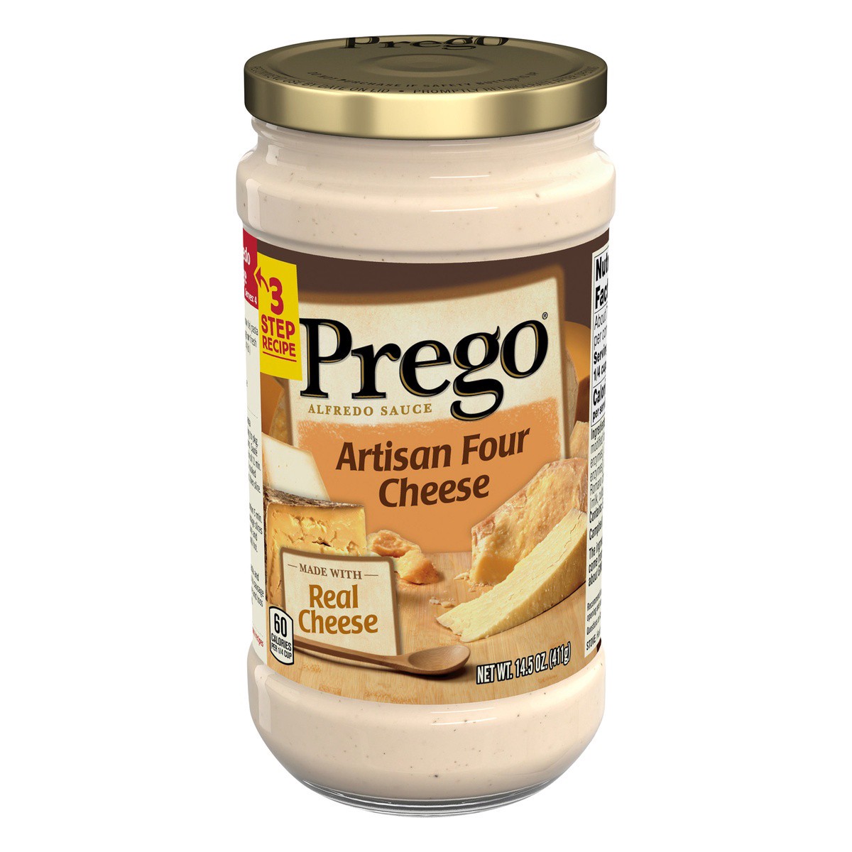 slide 1 of 10, Prego Artisan Four Cheese Alfredo Pasta Sauce, 14.5 oz Jar, 14.5 oz