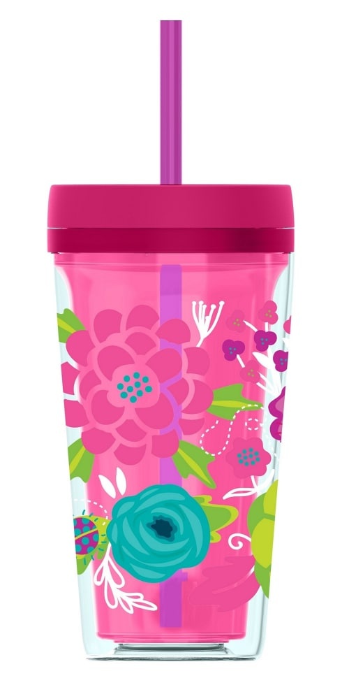 slide 1 of 1, Cool Gear Kids Callisto Flowers Tumbler - Pink, 12 oz