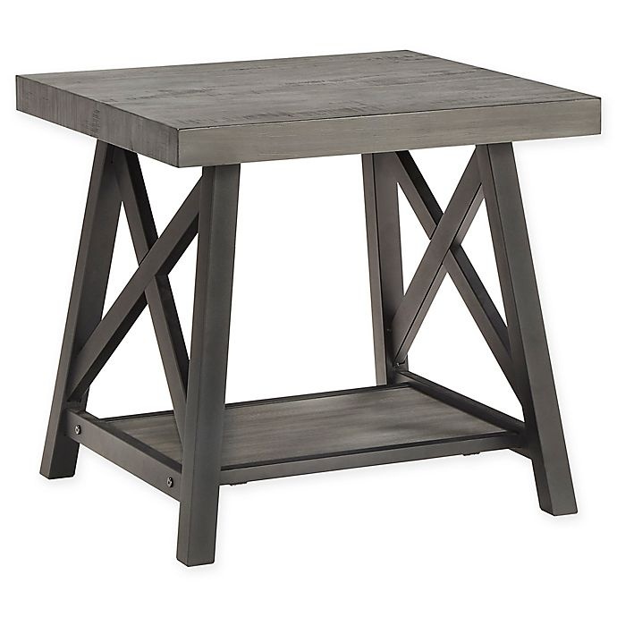 slide 1 of 5, iNSPIRE Q Beaumont Rustic X-Base End Table - Grey, 1 ct