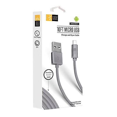 slide 1 of 1, Case Logic Micro Cable Fabric Cable Gray, 10 ft