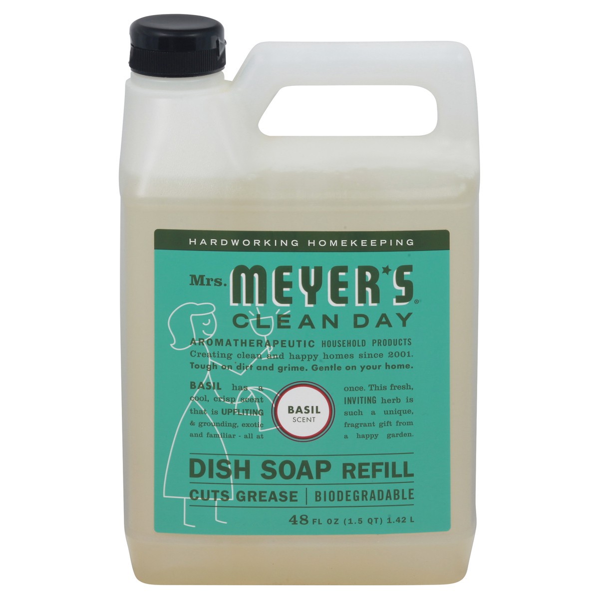 slide 1 of 13, Mrs. Meyer's Clean Day Refill Basil Scent Dish Soap 48 fl oz, 48 fl oz