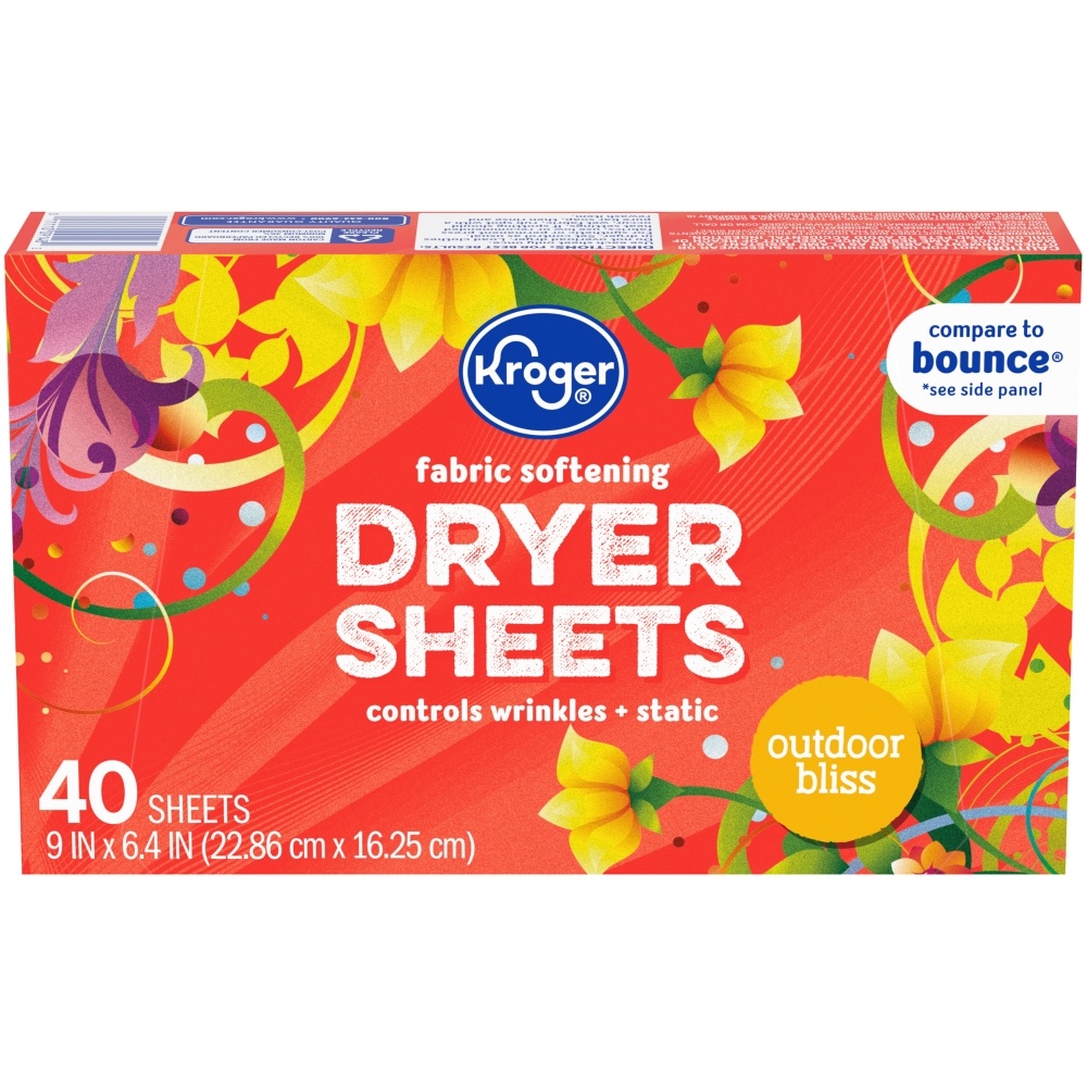 slide 1 of 1, Kroger Outdoor Bliss Fabric Softening Dryer Sheets, 40 ct