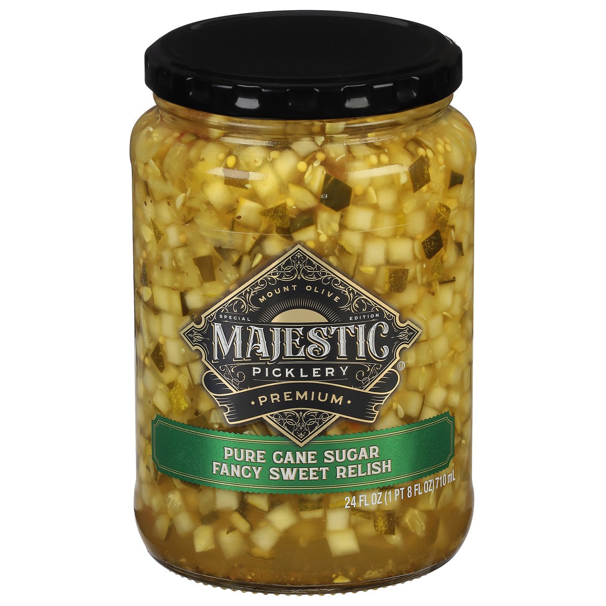 slide 1 of 11, Mt. Olive Majestic Picklery Premium Pure Cane Sugar Fancy Sweet Relish 24 fl oz, 24 fl oz