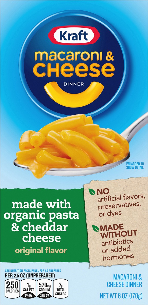 slide 9 of 11, Kraft Organic Cheddar Macaroni and Cheese Dinner, 6 oz Box, 6 oz