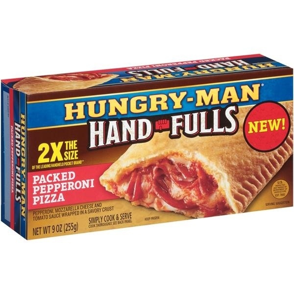 slide 1 of 1, Hungry-Man Hand Fulls Packed Pepperoni Pizza, 9 oz