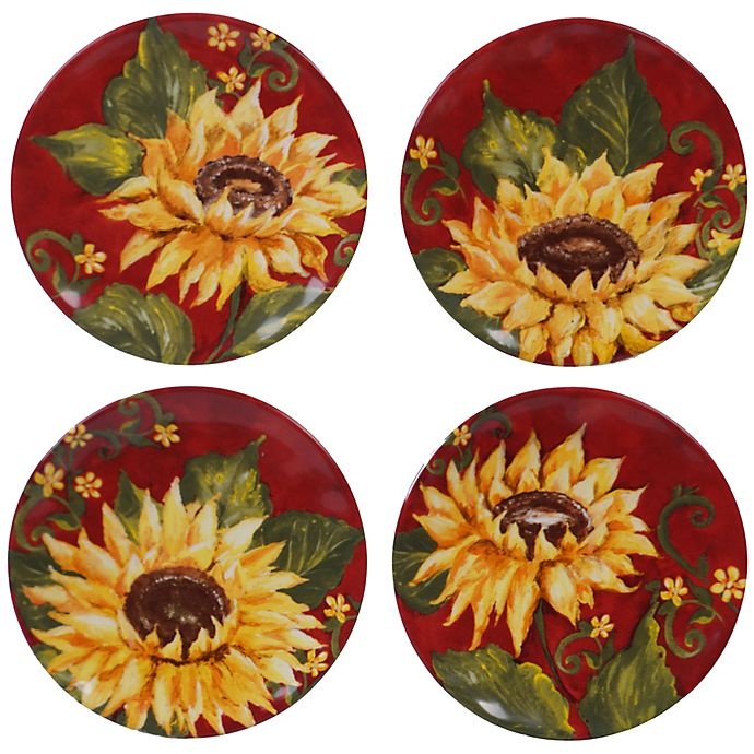 slide 1 of 1, Certified International Sunset Sunflower Appetizer Plates, 4 ct