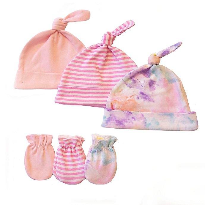 slide 1 of 1, Sterling Baby Watercolors Hat and Mitten Set - Pink, 6 ct